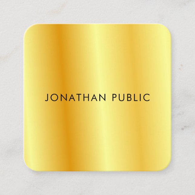 Carte De Visite Carré Elégant Faux Gold Metallic Look Modèle moderne (Devant)