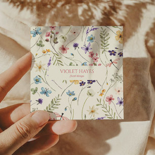 Carte De Visite Carré Élégant Fleur sauvage Fleur sauvage Floral Custom