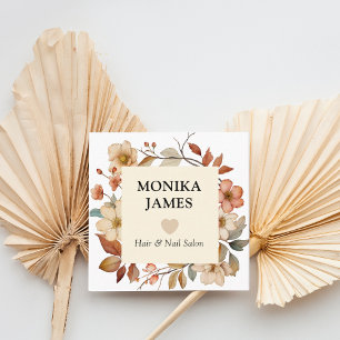 Carte De Visite Carré Élégant Fleurs sauvages d'aquarelle de crème