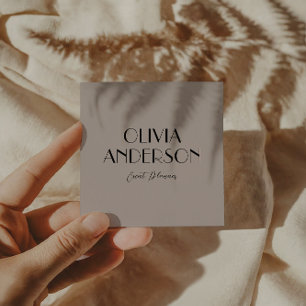 Carte De Visite Carré Elégant gris Neutre Boho Chic Moderne tendance