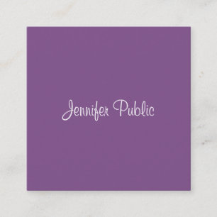 Carte De Visite Carré Elégant Libre Script Moderne Purple Chic