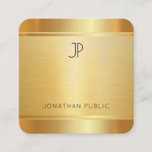 Carte De Visite Carré Élégant Linge de Luxe Arrondi Faux Gold Premium