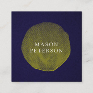 Carte De Visite Carré Élégant logo de cercle de brosse à aquarelle jaune