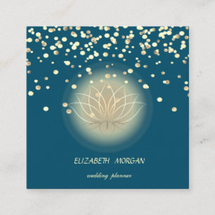 Carte De Visite Carré Élégant Lotus élégant, Confetti Green