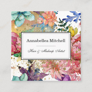 Carte De Visite Carré Elégant maquillage Artiste Parties scintillant de 