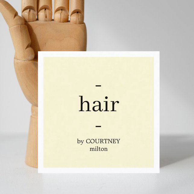 Carte De Visite Carré Elégant minimal coiffeur blanc jaune (Créateur téléchargé)