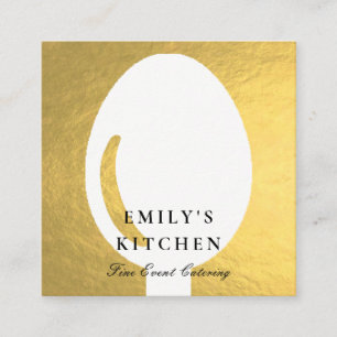 CARTE DE VISITE CARRÉ ÉLÉGANT MINIMAL FAUX GOLD SPOON CHEF CATERING