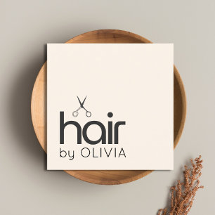 Carte De Visite Carré Elégant minimal Pastel Ciseaux noirs coiffeur