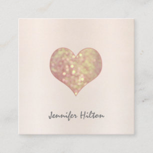 Carte De Visite Carré Elégant minimaliste bokeh rose or coeur