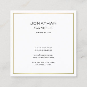 Carte De Visite Carré Elégant minimaliste Gold Look professionnel tendan