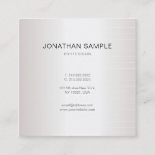 Carte De Visite Carré Elégant minimaliste moderne Plain Faux Silver Glam