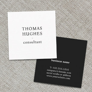 Carte De Visite Carré Élégant Minimaliste Noir Blanc Professionnel Moder