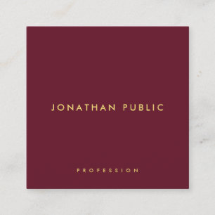 Carte De Visite Carré Élégant Minimaliste Or Texte Bordeaux Luxe Soie