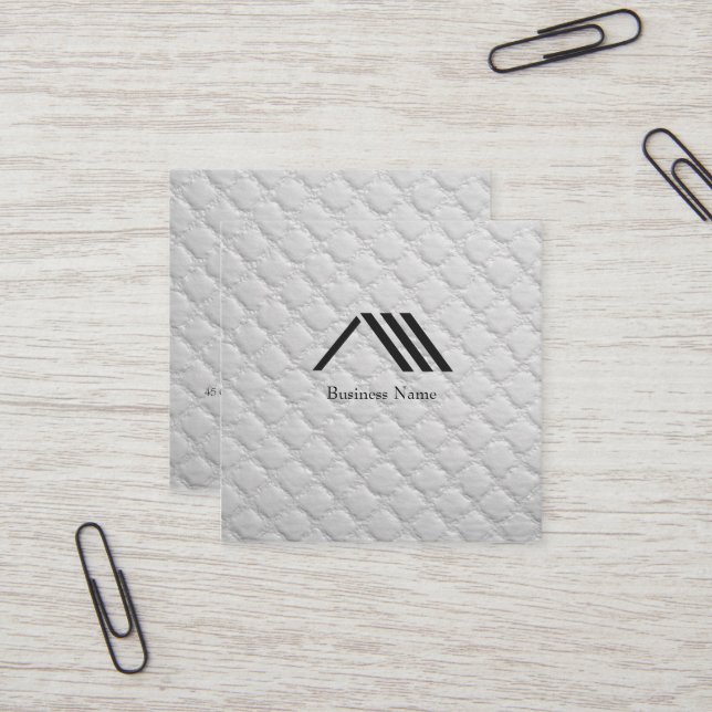 Carte De Visite Carré Elegant Modern Classy Logo Ivory White (Devant/Arrière en situation)