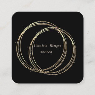 Carte De Visite Carré Élégant moderne, Rouge, Cercles d'or