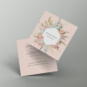 Carte De Visite Carré Élégant monogramme floral bohème