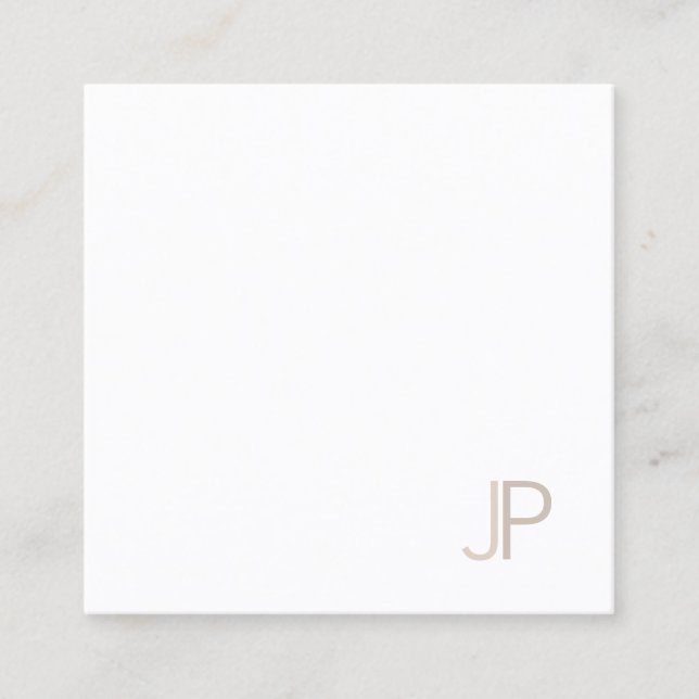 Carte De Visite Carré Élégant Monogramme Plain Moderne tendance Luxe (Devant)
