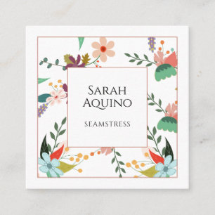 Carte De Visite Carré Élégant motif floral Seamstress