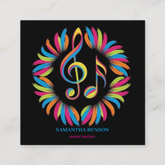 Carte De Visite Carré Elegant Musician Business card with Music Note