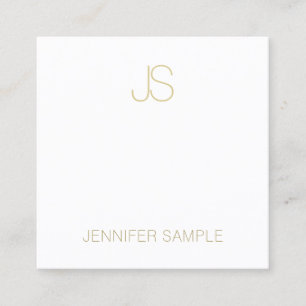 Carte De Visite Carré Élégant Or Monogramme Moderne Sleek Plain Luxe