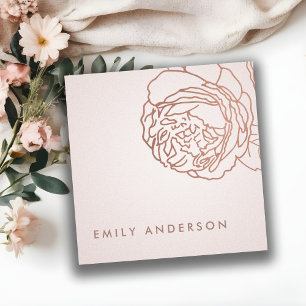 CARTE DE VISITE CARRÉ ÉLÉGANT PALE PEARING BLUSH ROSE GOLD FLOLD