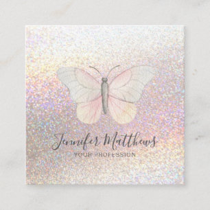 Carte De Visite Carré Élégant papillon Parties scintillant d'aquarelle