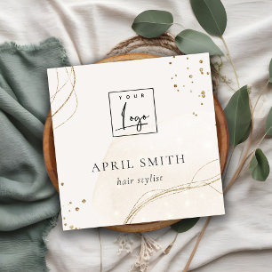 Carte De Visite Carré Élégant Parties scintillant Abstraite ivoire or 