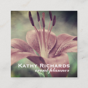 Carte De Visite Carré Élégant planificateur d'événements Floral Lily