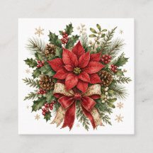 Élégant poinsettia de Noël vintage au houx et pin