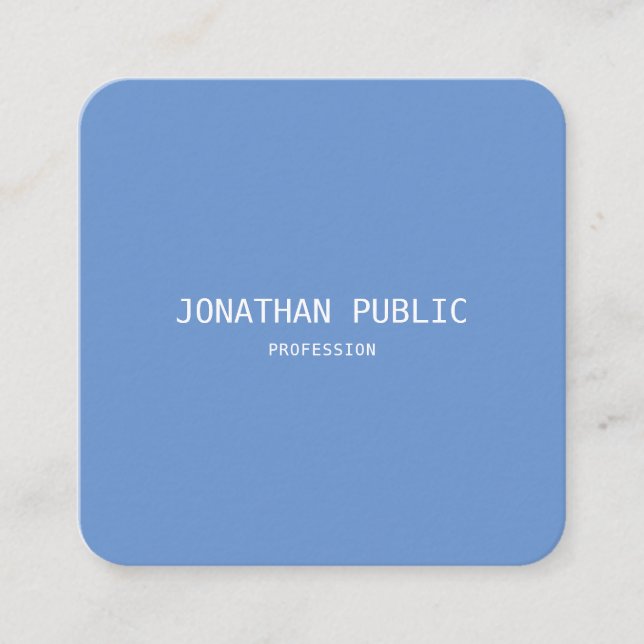 Carte De Visite Carré Élégant professionnel moderne Modèle bleu blanc (Devant)
