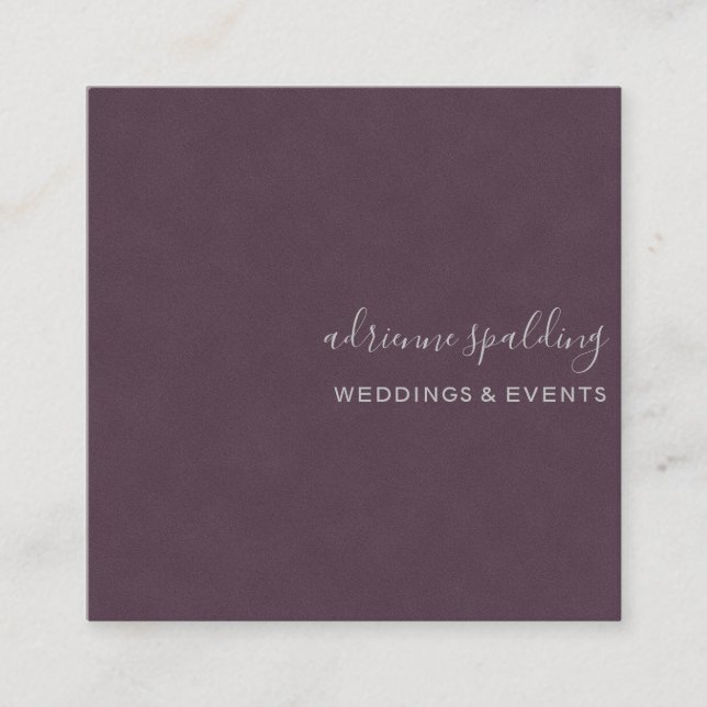 Carte De Visite Carré Élégant Purple Suede Cuir Texture Professionnel (Devant)