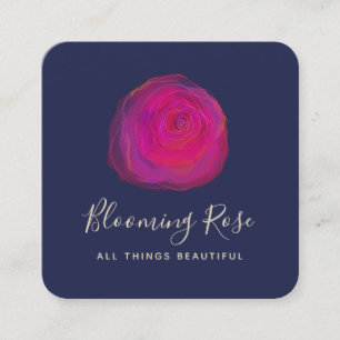 Carte De Visite Carré Elégant Rose d'aquarelle rose Carré floral