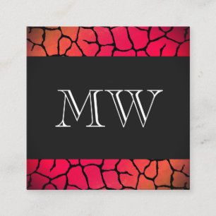 Carte De Visite Carré Élégant rouge Motif avec Monogramme classique