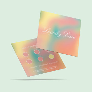Carte De Visite Carré Élégant Script Holographique Rainbow Loyalty Card