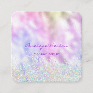 Carte De Visite Carré Elégant Silver et Purple Pastel