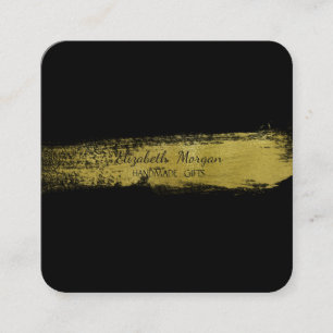 Carte De Visite Carré Élégant simple Faux Gold Foil Broke, Noir