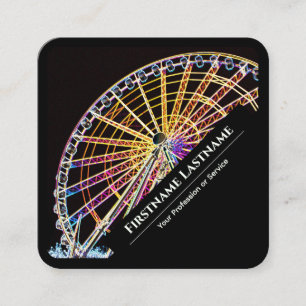Carte De Visite Carré Elégant style néon noir ferris roue jaune clair
