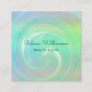 Carte De Visite Carré Elégant Turquoise Water Swirl Shell Make Up Artis