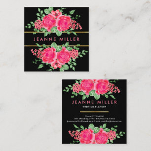 Carte De Visite Carré Élégant Wedding planner Fuchsia rose