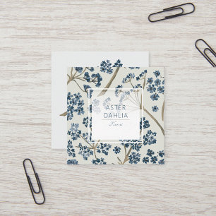 Carte De Visite Carré Elégante aquarelle bleue