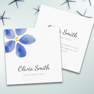 Carte De Visite Carré Elégante Aquarelle Bleue Simple Beauté Florale