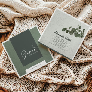 Carte De Visite Carré Élégante Botanique Eucalyptus minimaliste affaires