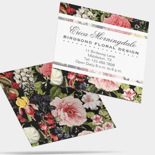 Carte De Visite Carré Élégante boutique de fleurs Vintages ou jardinière