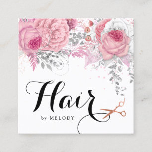 Carte De Visite Carré Elégante coiffeuse rose en cuivre