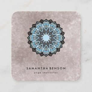 Carte De Visite Carré Elégante couleur de l'eau Lotus Fleur Logo Yoga Ca