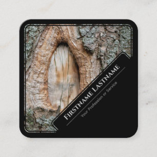 Carte De Visite Carré Élégante écorce de tronc d'arbre noir encadrée en 