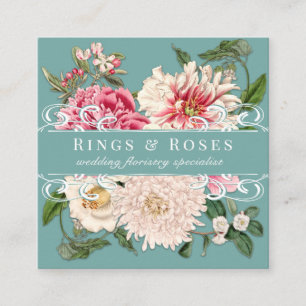 Carte De Visite Carré Elégante Monnaie Vintage rose floral botaniques to