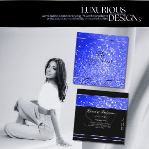 Carte De Visite Carré Elégante Parties scintillant Bleue Royale Étoile