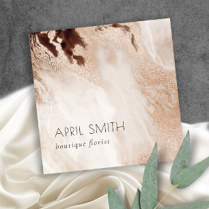 Carte De Visite Carré Elégante Parties scintillant or Marbre beige Agate