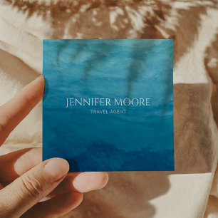 Carte De Visite Carré Elégante Plage de la mer Bleue Profond